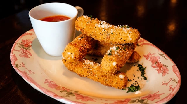 Prosciutto Wrapped Fried Mozzarella.
